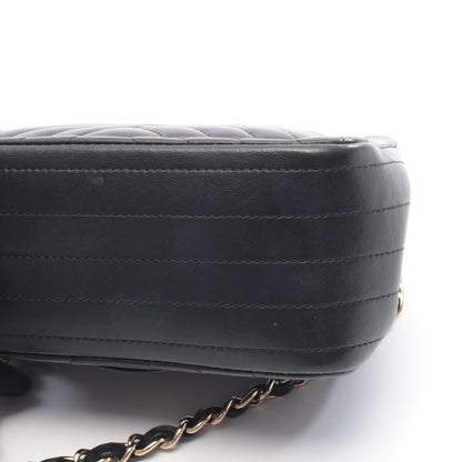 シェブロン Vステッチ ミニ チェーンショルダーバッグ ラムスキン ブラック ゴールド金具 シャネル バッグ CHANEL