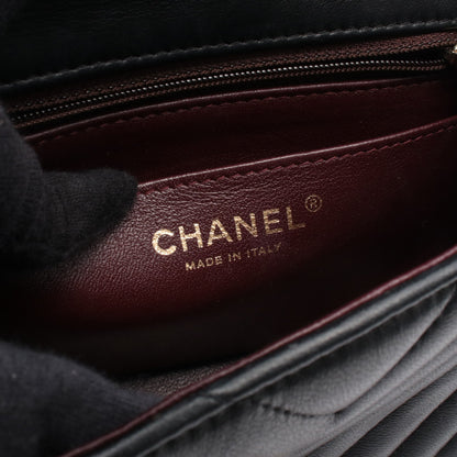 シェブロン Vステッチ ミニ チェーンショルダーバッグ ラムスキン ブラック ゴールド金具 シャネル バッグ CHANEL