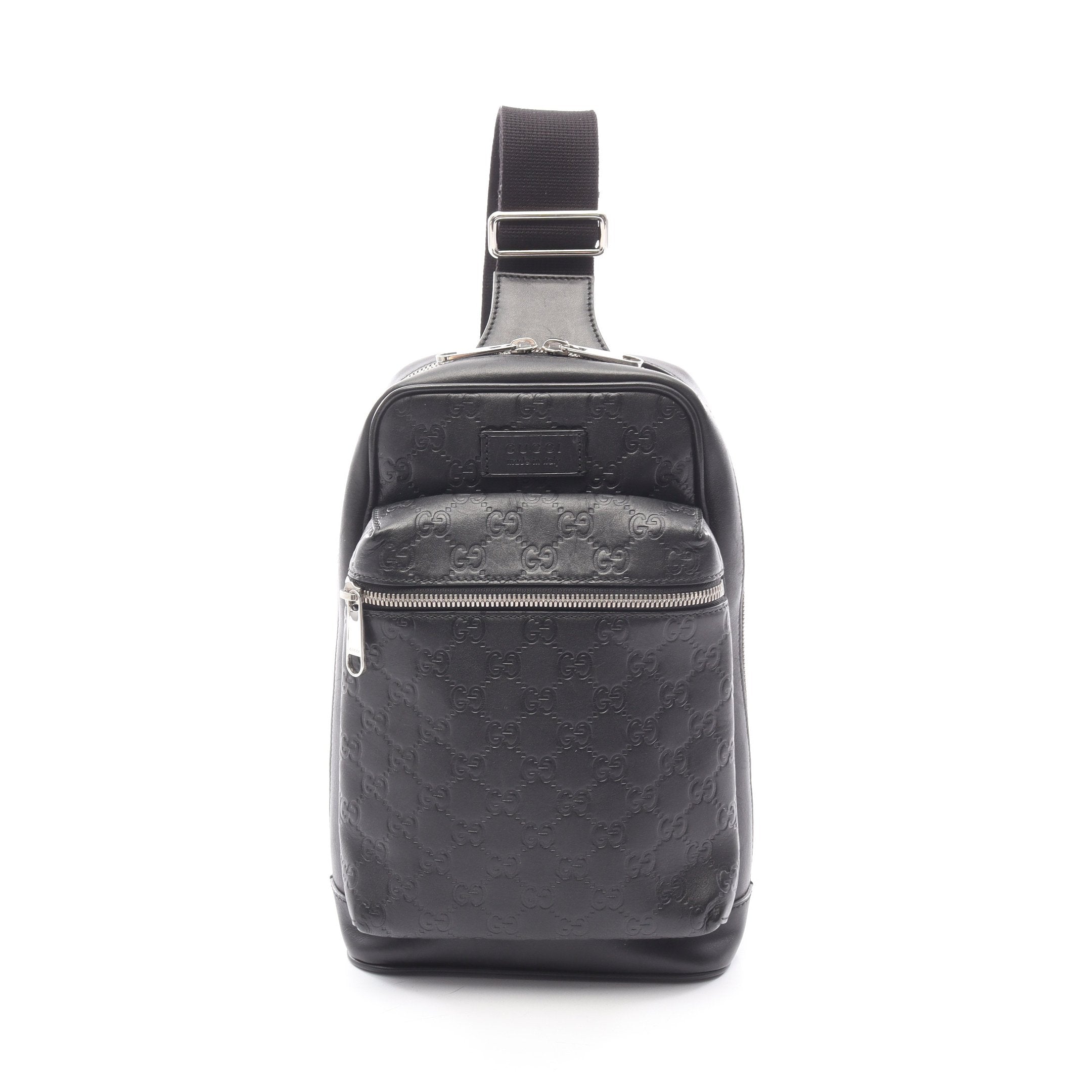 GUCCI ブラック レザーボディバッグ グッチシマ ボディバッグ レザー ブラック グッチ – RECLO