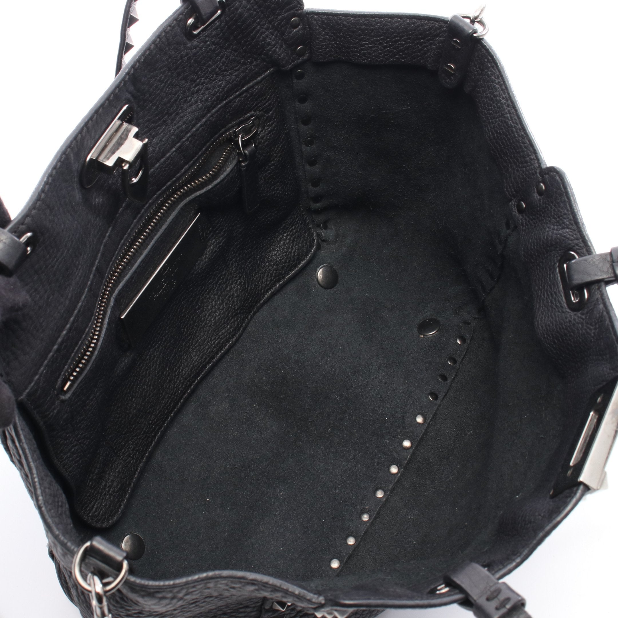 ロックスタッズ ハンドバッグ レザー ブラック 2WAY ヴァレンティノ