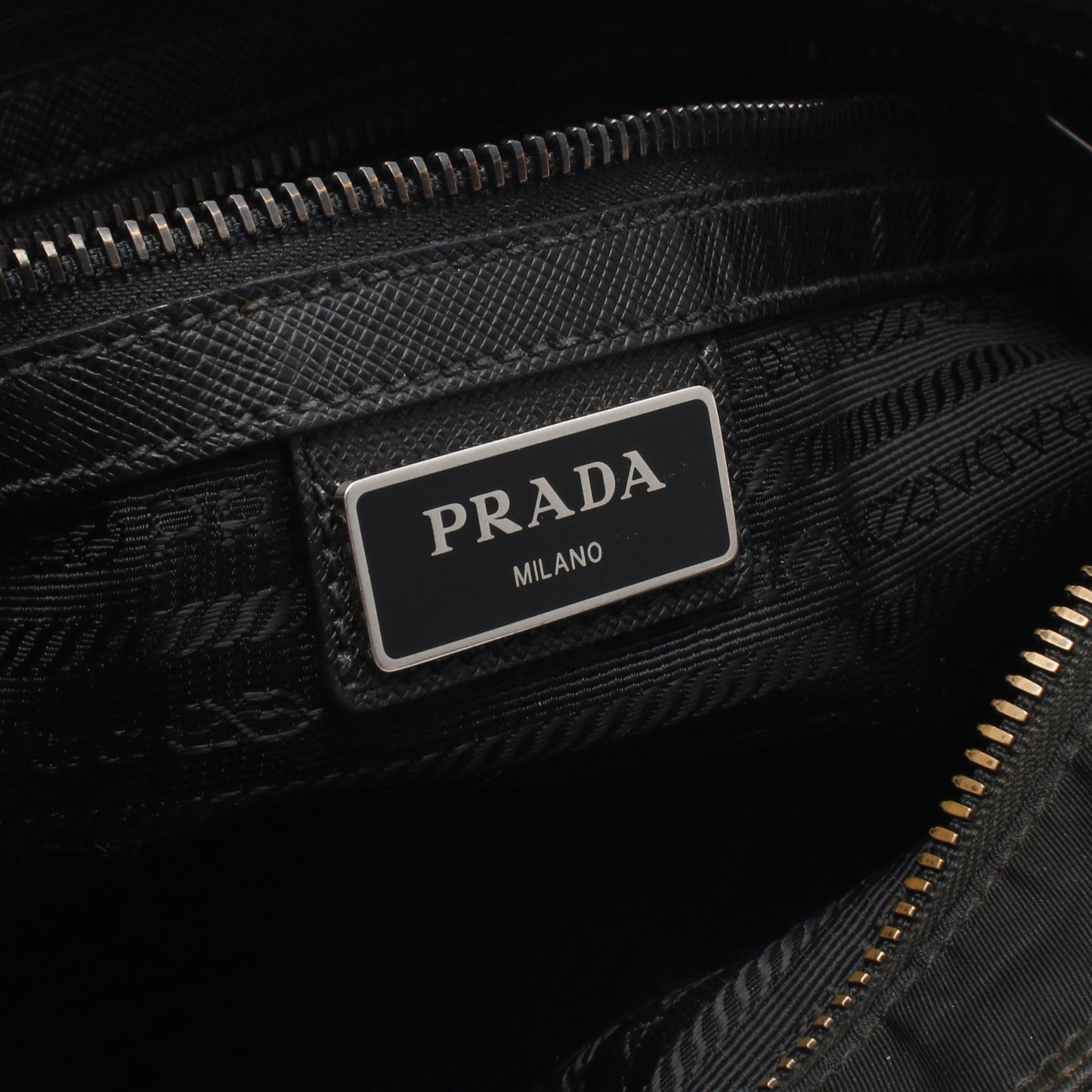 TESSUTO + SAFFI ショルダーバッグ ナイロン サフィアーノレザー ブラック プラダ バッグ PRADA