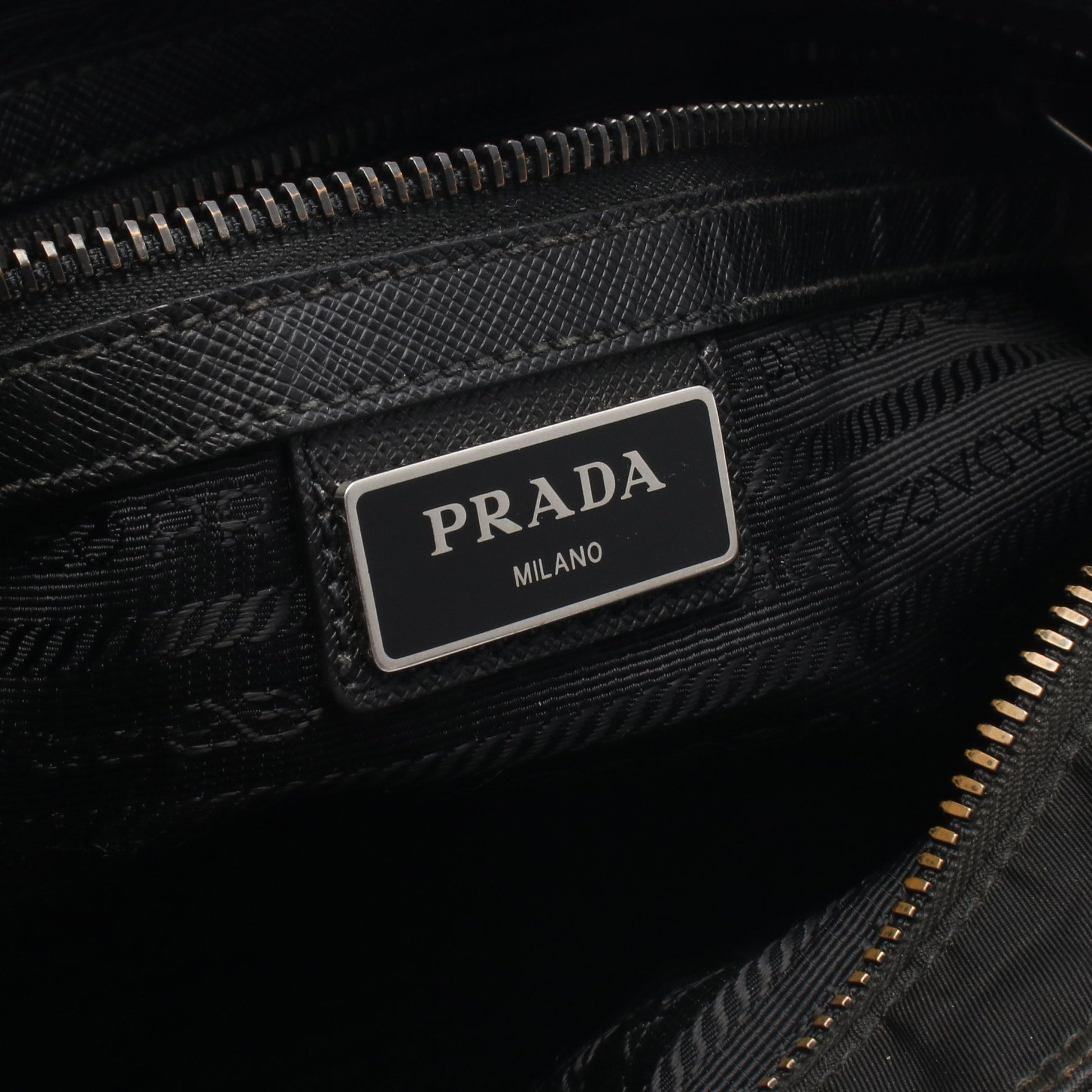 TESSUTO + SAFFI ショルダーバッグ ナイロン サフィアーノレザー ブラック プラダ バッグ PRADA