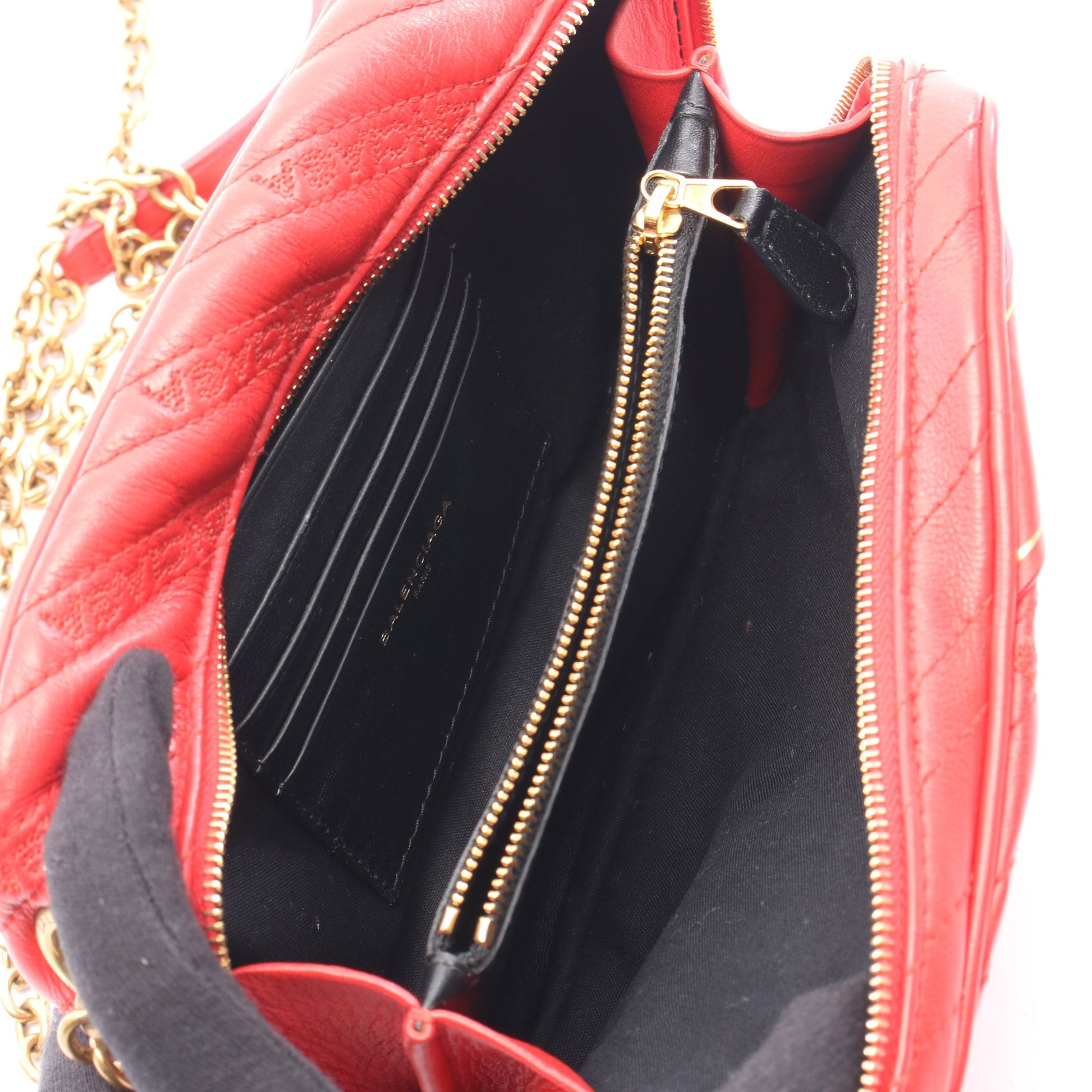 ブランケットリポーターXS チェーンショルダーバッグ レザー レッド バレンシアガ バッグ BALENCIAGA