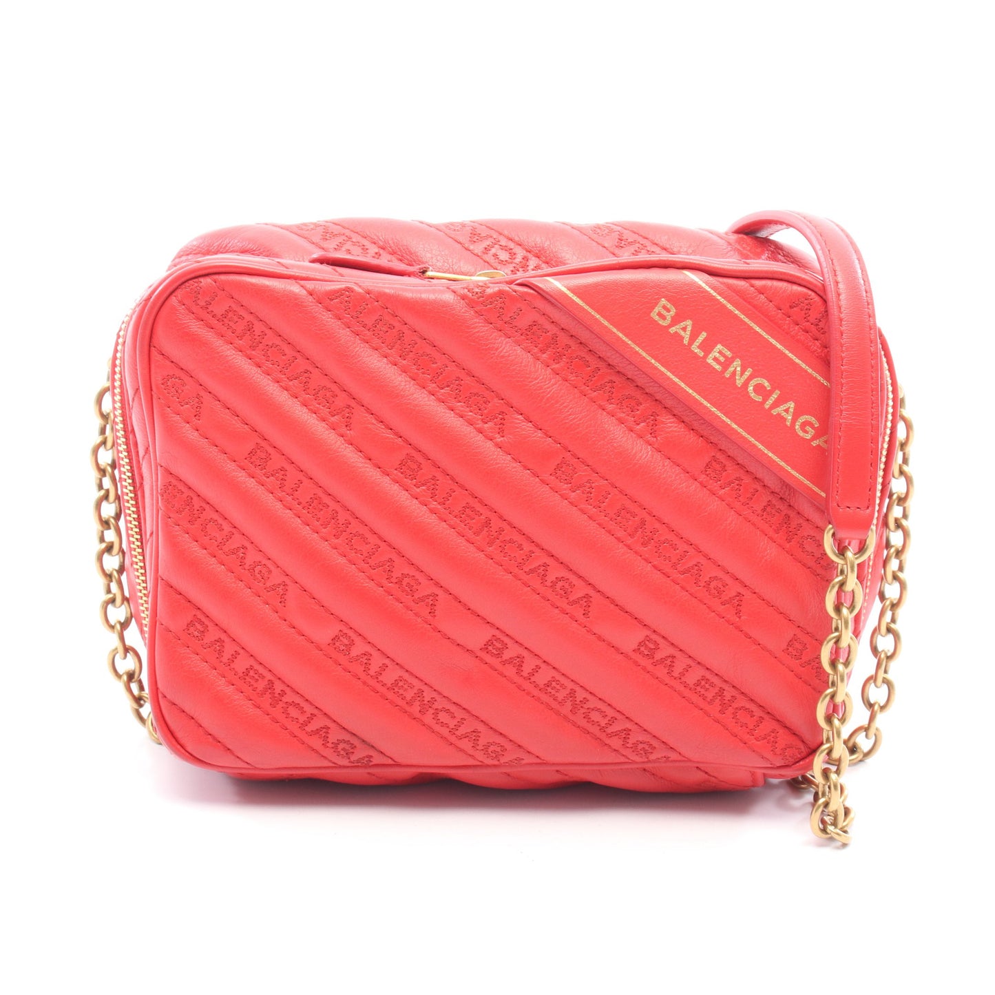 ブランケットリポーターXS チェーンショルダーバッグ レザー レッド バレンシアガ バッグ BALENCIAGA