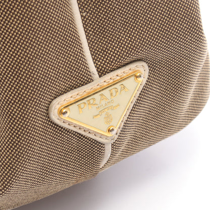 LOGO JACQUARD ロゴジャガード ショルダーバッグ トートバッグ キャンバス レザー カーキブラウン アイボリー プラダ バッグ PRADA