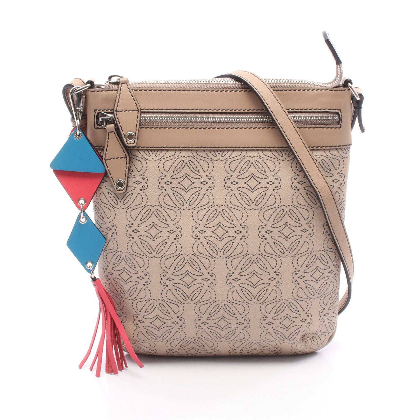 リピートアナグラム ショルダーバッグ レザー ピンクベージュ ロエベ バッグ LOEWE