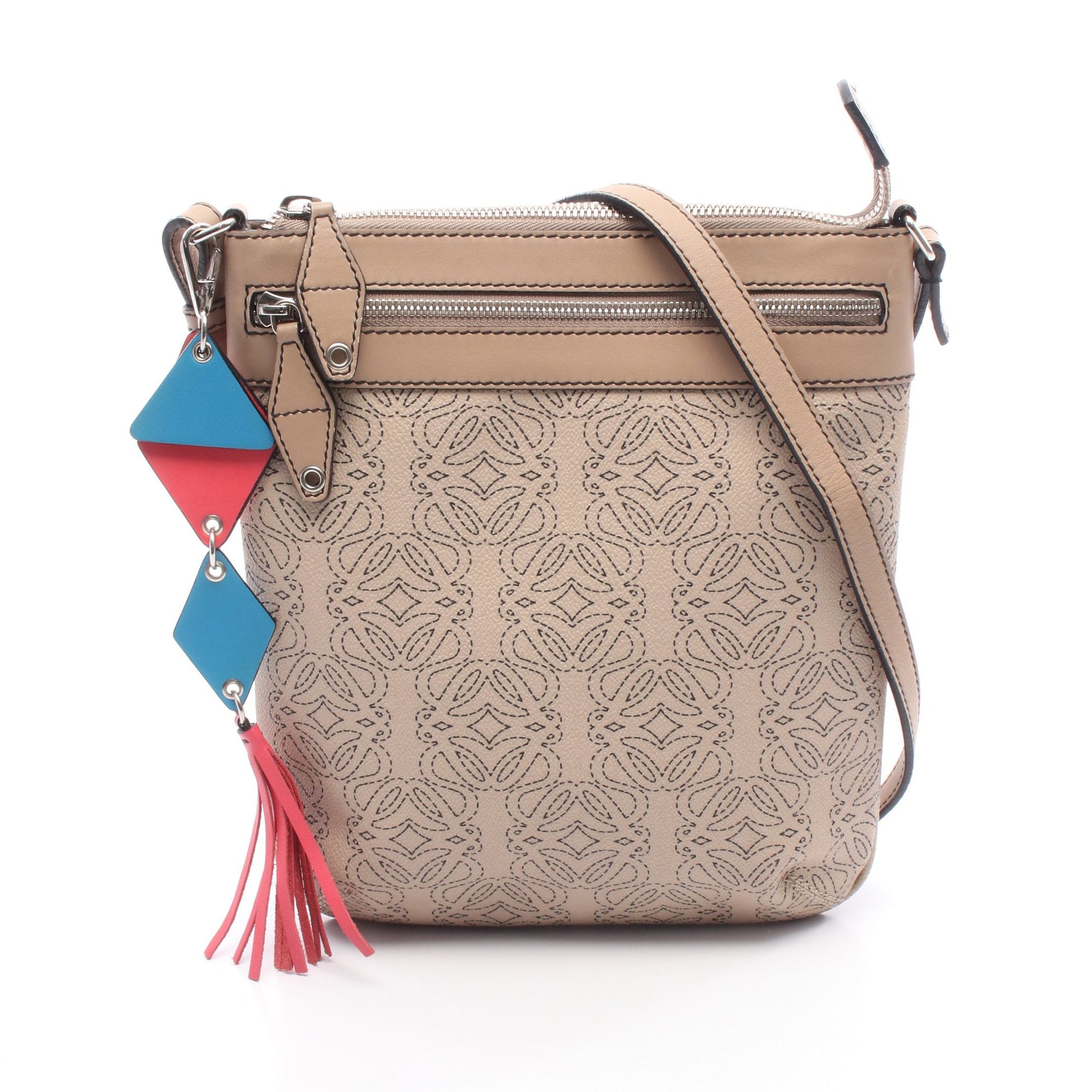 リピートアナグラム ショルダーバッグ レザー ピンクベージュ ロエベ バッグ LOEWE
