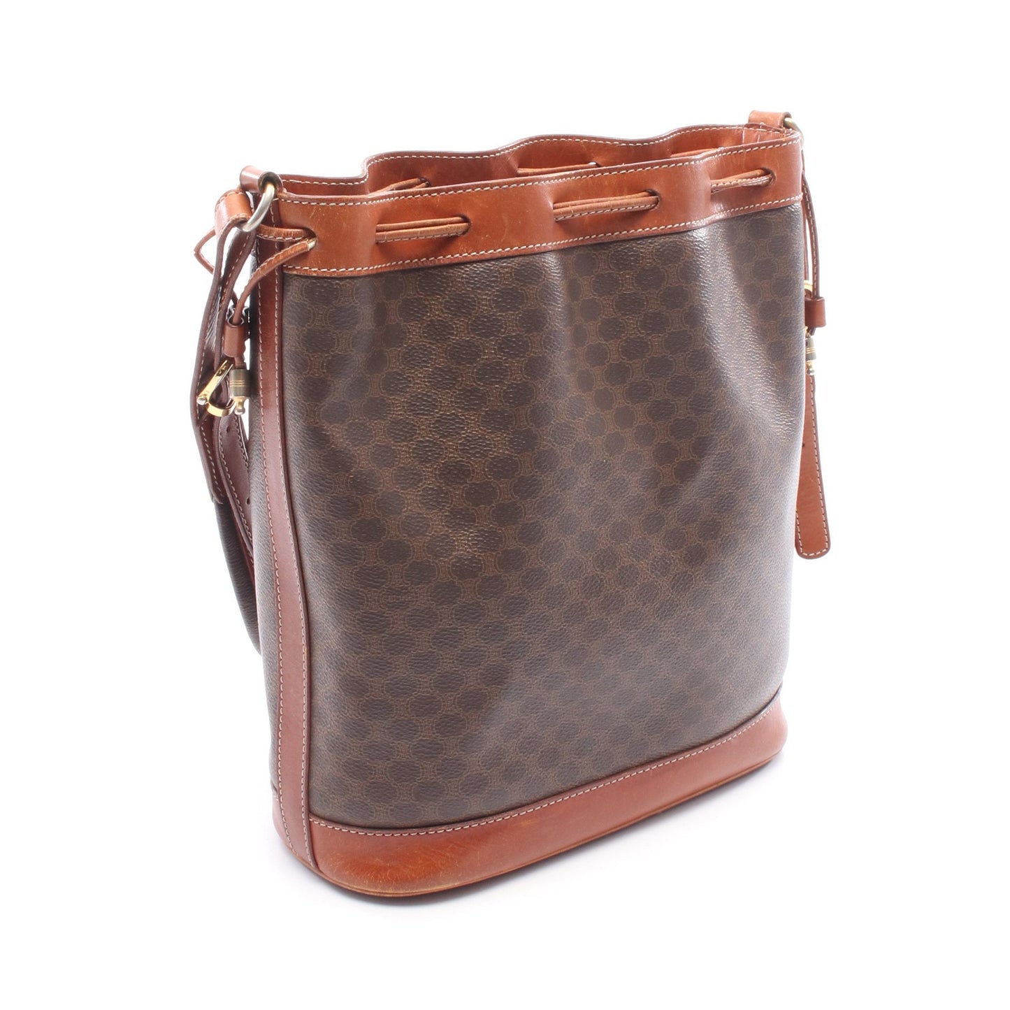マカダム ショルダーバッグ PVC レザー ブラウン ダークブラウン セリーヌ バッグ CELINE