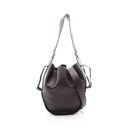 XL Drawstring Hobo Bag ワンショルダーバッグ レザー ダークブラウン ザロウ