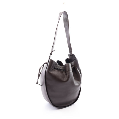 XL Drawstring Hobo Bag ワンショルダーバッグ レザー ダークブラウン ザロウ