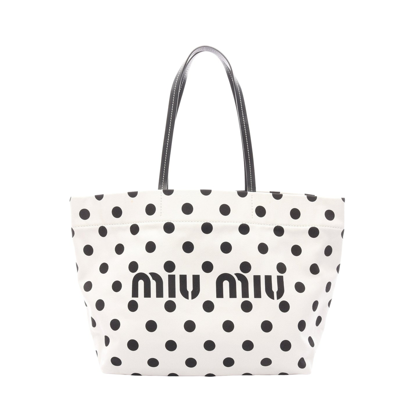 ロゴ ショルダーバッグ トートバッグ キャンバス レザー ホワイト ブラック ミュウミュウ バッグ miu miu