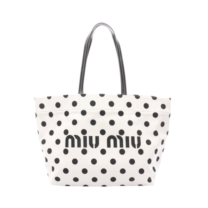 ロゴ ショルダーバッグ トートバッグ キャンバス レザー ホワイト ブラック ミュウミュウ バッグ miu miu