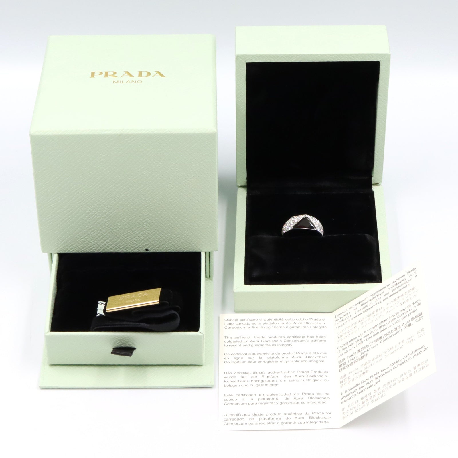 シグネットリング ダイヤ リング 指輪 K18WG ダイヤモンド ホワイトゴールド クリア プラダ アクセサリー PRADA