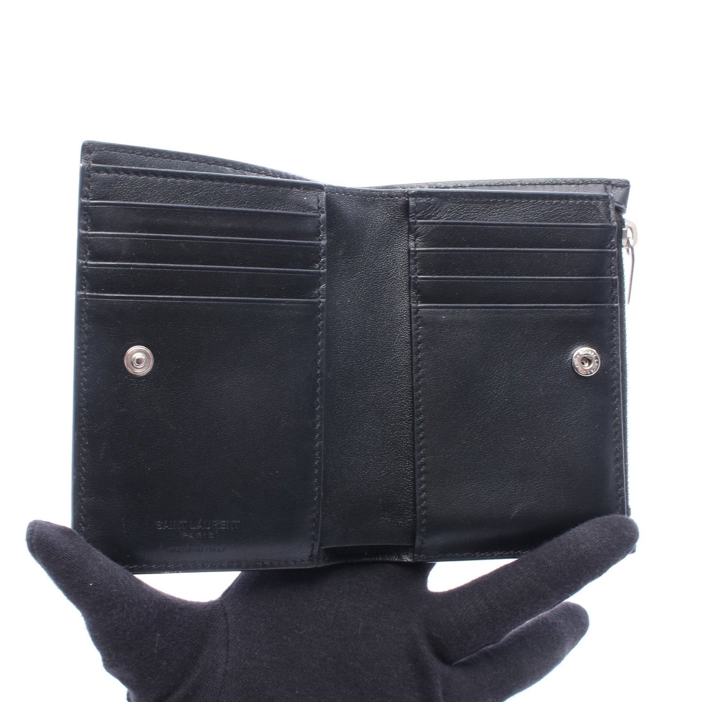 スタッズ 二つ折り財布 レザー ブラック サンローランパリ 財布・小物 SAINT LAURENT PARIS