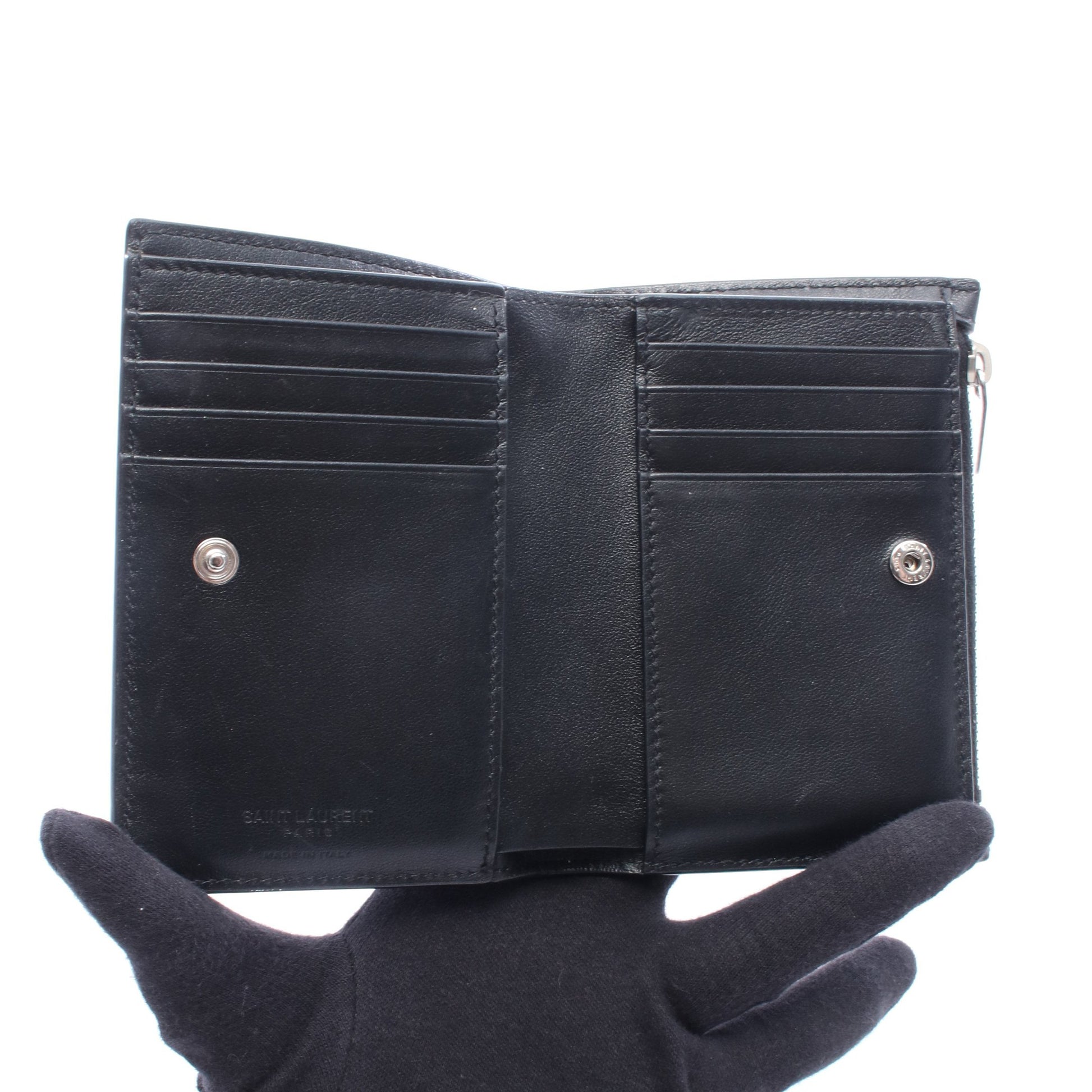 スタッズ 二つ折り財布 レザー ブラック サンローランパリ 財布・小物 SAINT LAURENT PARIS