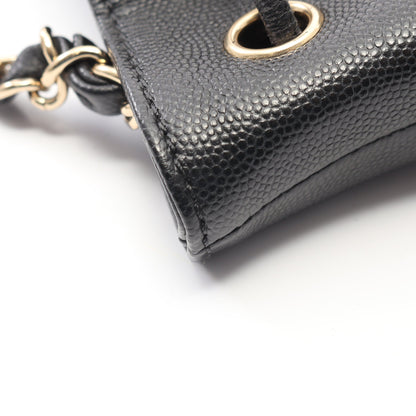 ドーヴィル 巾着 チェーンショルダーバッグ キャビアスキン ブラック ゴールド金具 シャネル バッグ CHANEL