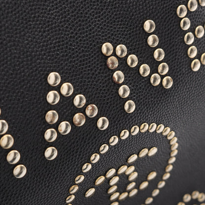 ドーヴィル 巾着 チェーンショルダーバッグ キャビアスキン ブラック ゴールド金具 シャネル バッグ CHANEL