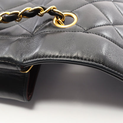 マトラッセ ダイアナフラップ チェーンショルダーバッグ ラムスキン ブラック ゴールド金具 シャネル バッグ CHANEL