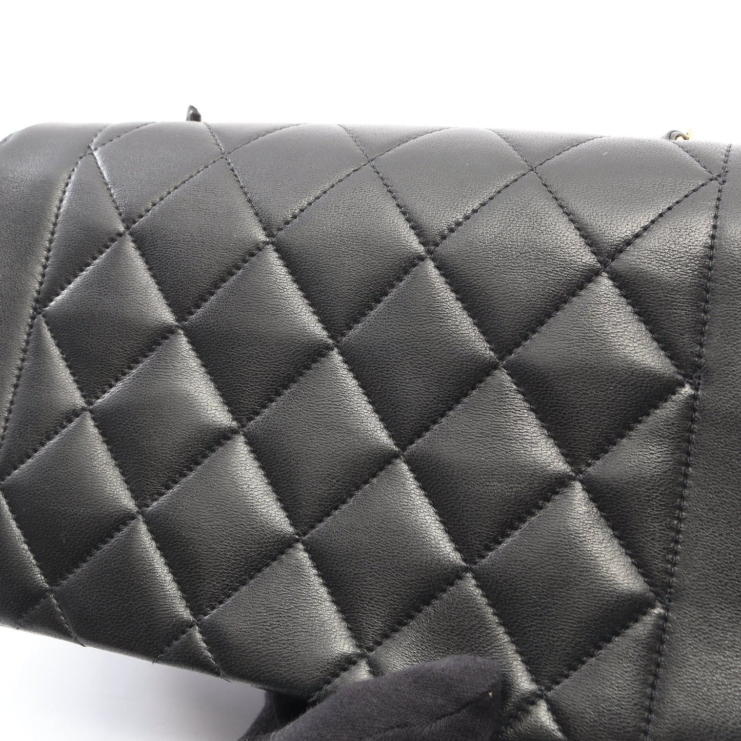 マトラッセ ダイアナフラップ チェーンショルダーバッグ ラムスキン ブラック ゴールド金具 シャネル バッグ CHANEL