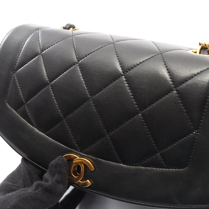 マトラッセ ダイアナフラップ チェーンショルダーバッグ ラムスキン ブラック ゴールド金具 シャネル バッグ CHANEL