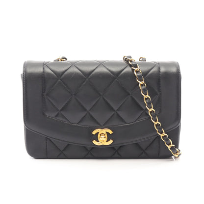 マトラッセ ダイアナフラップ チェーンショルダーバッグ ラムスキン ブラック ゴールド金具 シャネル バッグ CHANEL