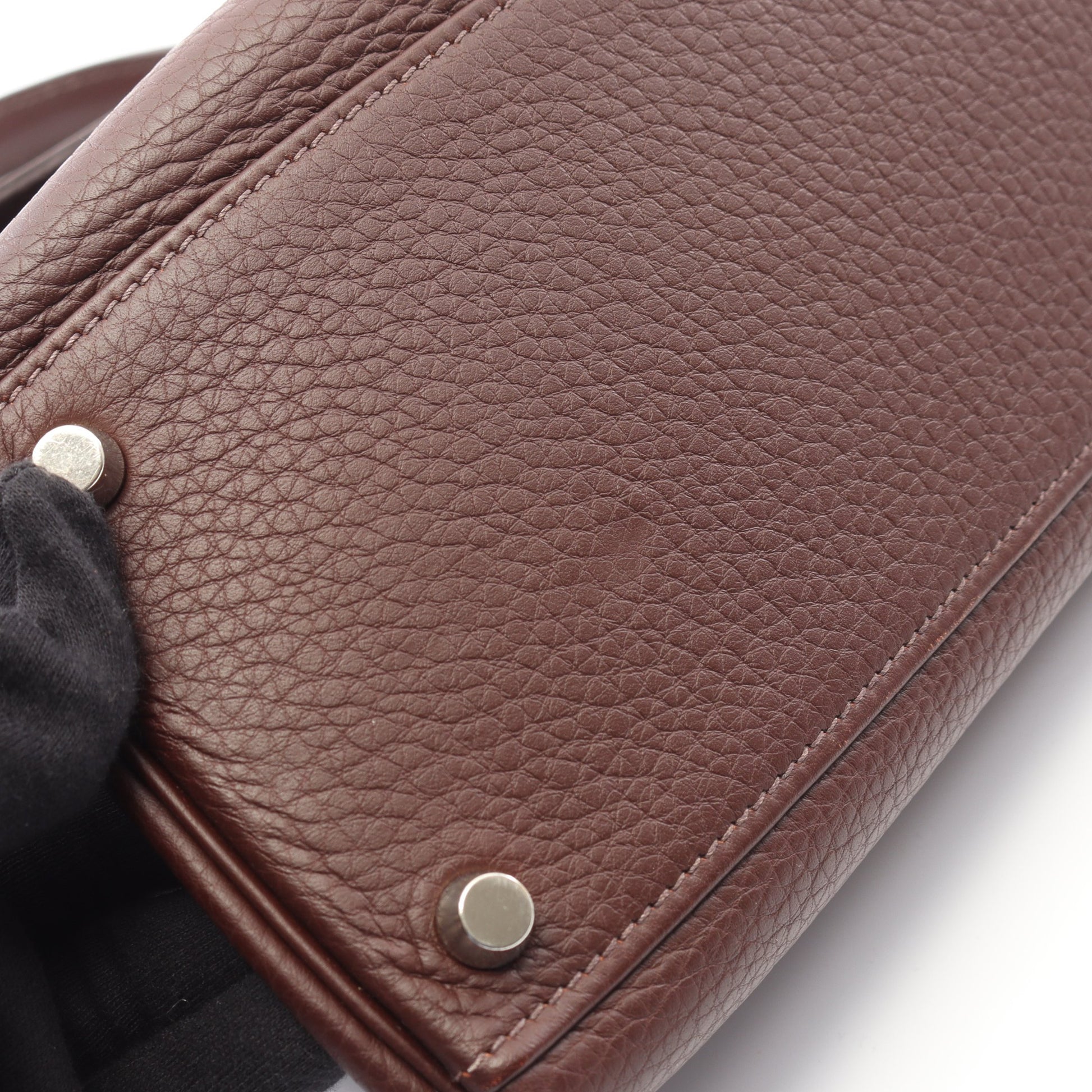 ケリー32 ハバナ ハンドバッグ トリヨンクレマンス ダークブラウン シルバー金具 内縫い 2WAY □H刻印 エルメス バッグ HERMES