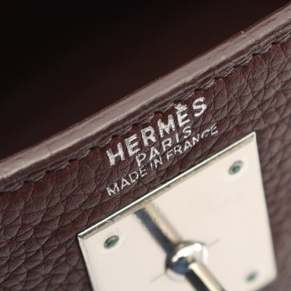 ケリー32 ハバナ ハンドバッグ トリヨンクレマンス ダークブラウン シルバー金具 内縫い 2WAY □H刻印 エルメス バッグ HERMES