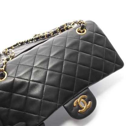 マトラッセ Wフラップ Wチェーンショルダーバッグ ラムスキン ブラック ゴールド金具 ヴィンテージ シャネル バッグ CHANEL