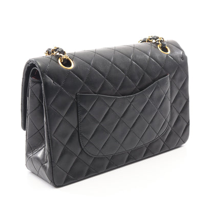 マトラッセ Wフラップ Wチェーンショルダーバッグ ラムスキン ブラック ゴールド金具 ヴィンテージ シャネル バッグ CHANEL