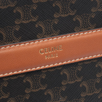 ラウンドパース トリオンフ ショルダーバッグ PVC レザー ブラック ブラウン セリーヌ バッグ CELINE