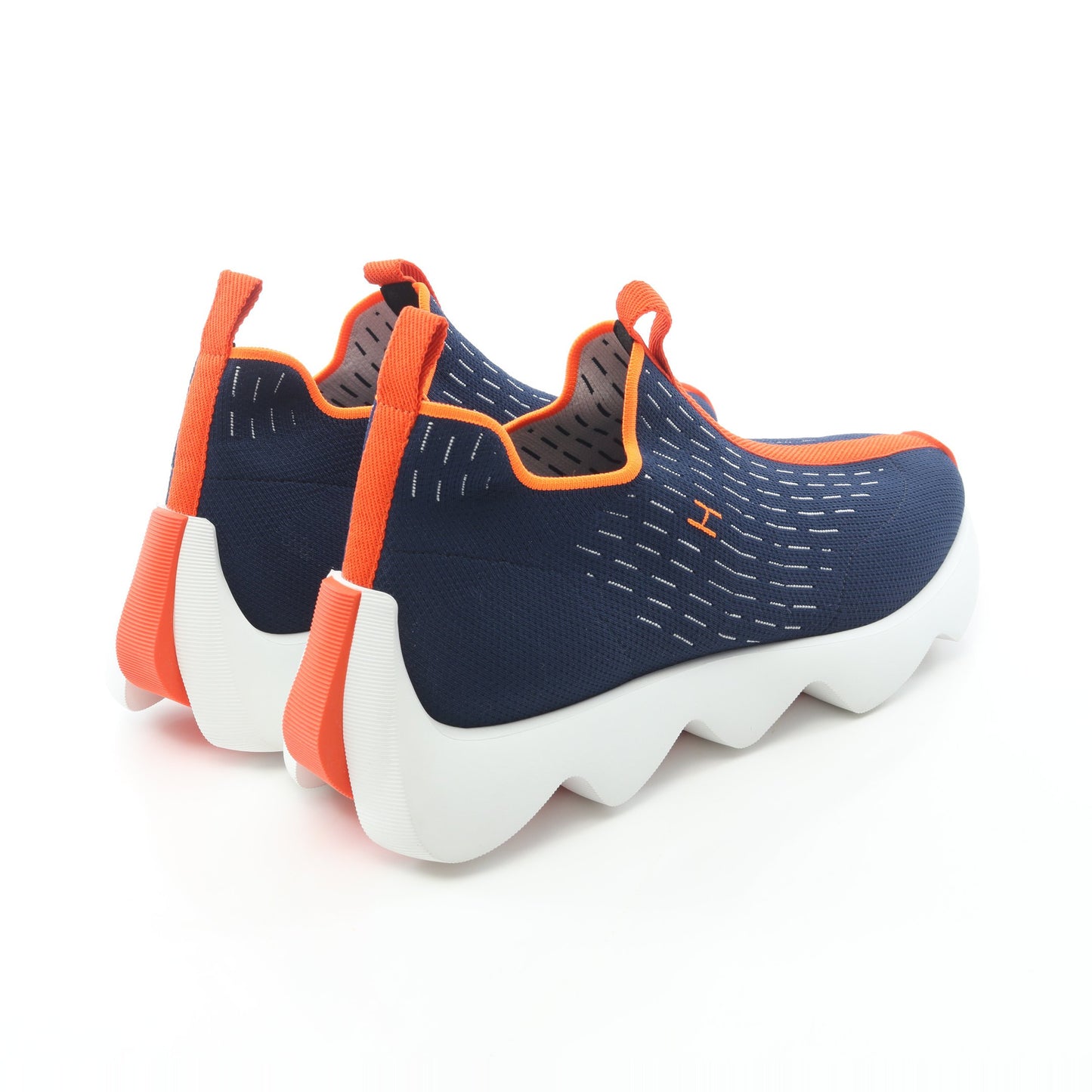 ECLAIR エクレール スリッポン スニーカー ニットファブリック ネイビー オレンジ エルメス シューズ HERMES