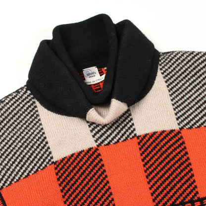 チェック ハイネック ニット カシミヤ ブラック ベージュ オレンジ エルメス トップス HERMES