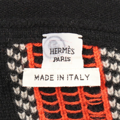 チェック ハイネック ニット カシミヤ ブラック ベージュ オレンジ エルメス トップス HERMES