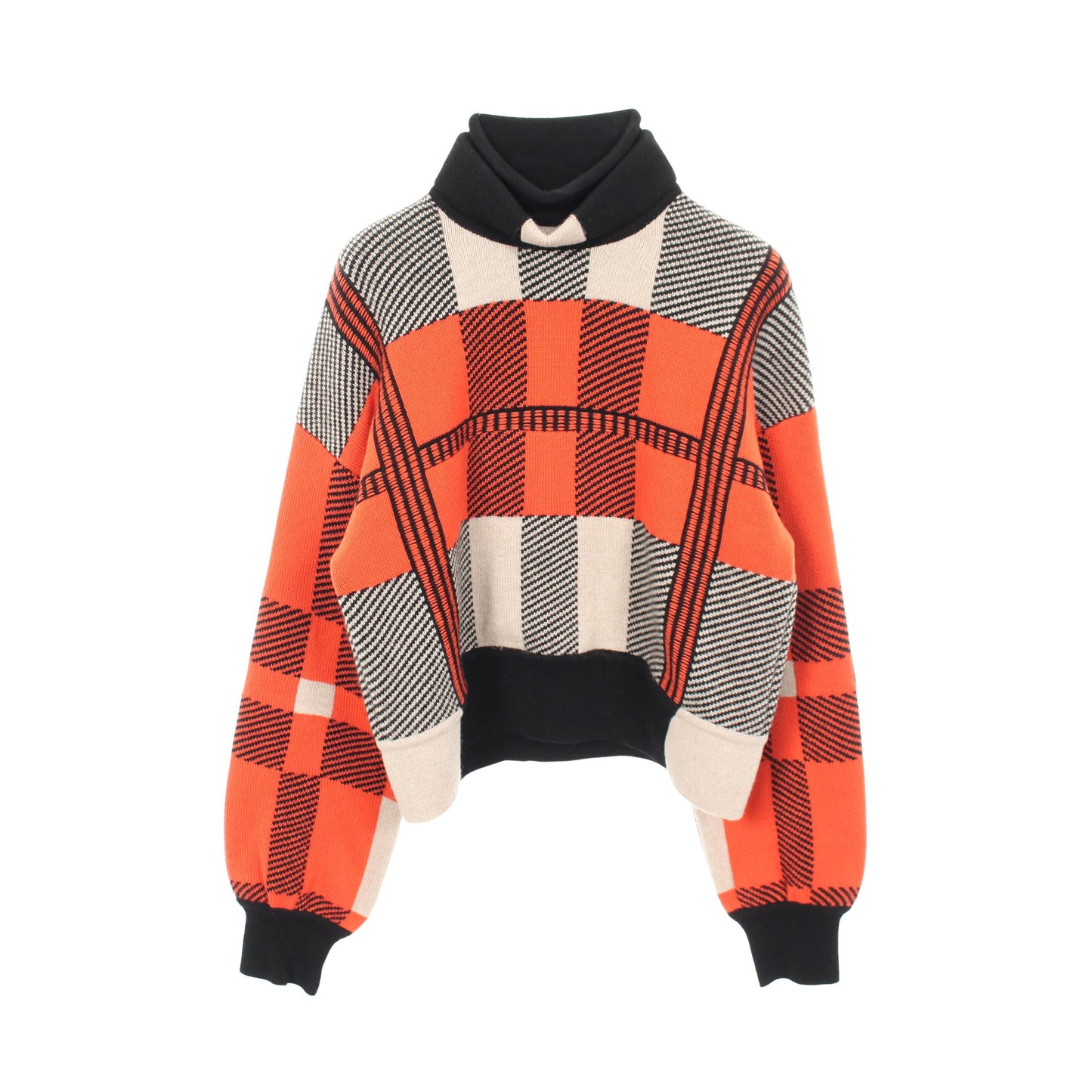チェック ハイネック ニット カシミヤ ブラック ベージュ オレンジ エルメス トップス HERMES