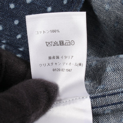 BEE刺繍 ドット柄 デニムシャツ コットン インディゴブルー クリスチャンディオール トップス Christian Dior