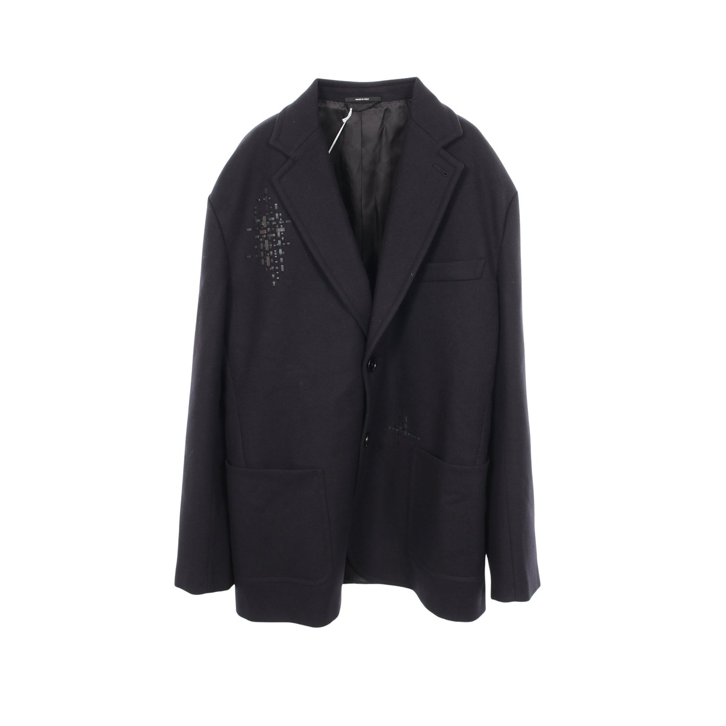 レザーパッチ ジャケット ウール ブラック エルメス アウター HERMES