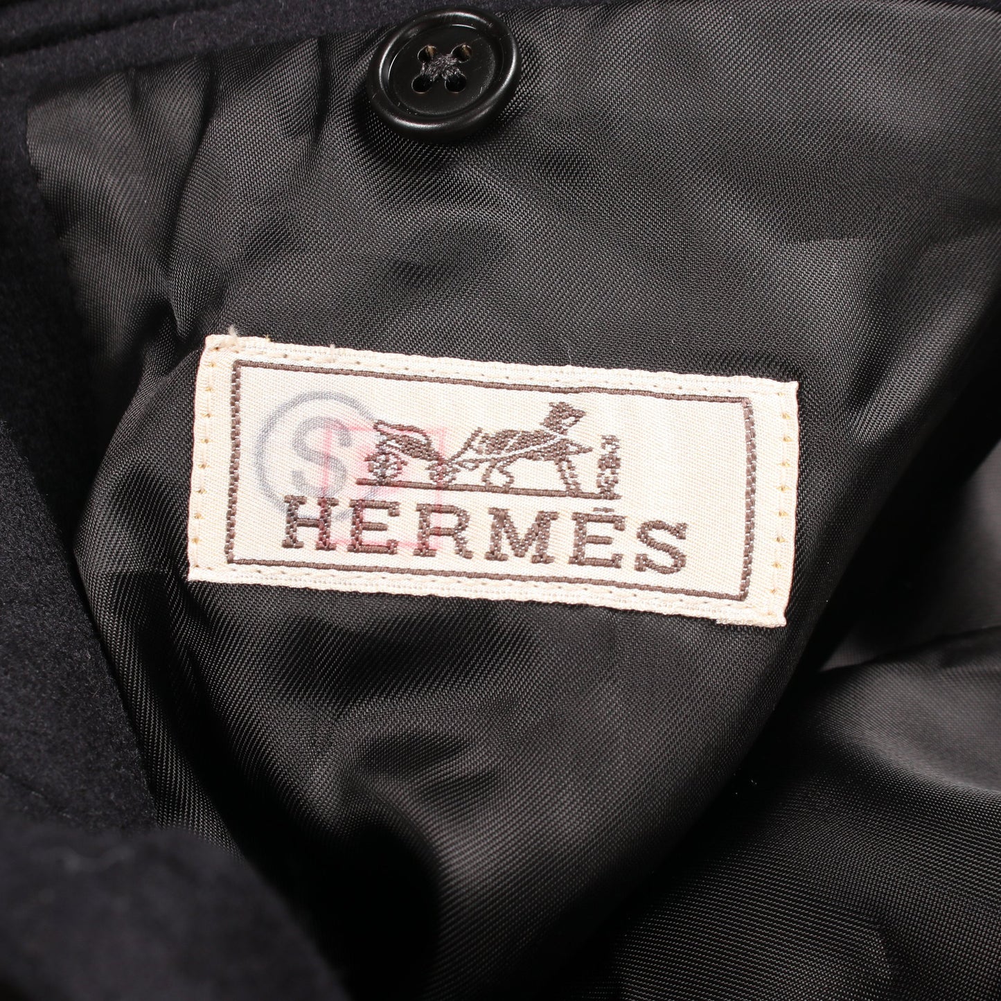 レザーパッチ ジャケット ウール ブラック エルメス アウター HERMES