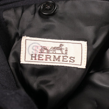 レザーパッチ ジャケット ウール ブラック エルメス アウター HERMES