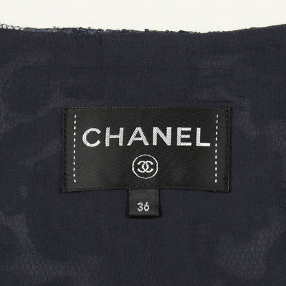 花柄 総レース ノースリーブ ドレスワンピース レーヨン コットン ネイビー シャネル ワンピース CHANEL