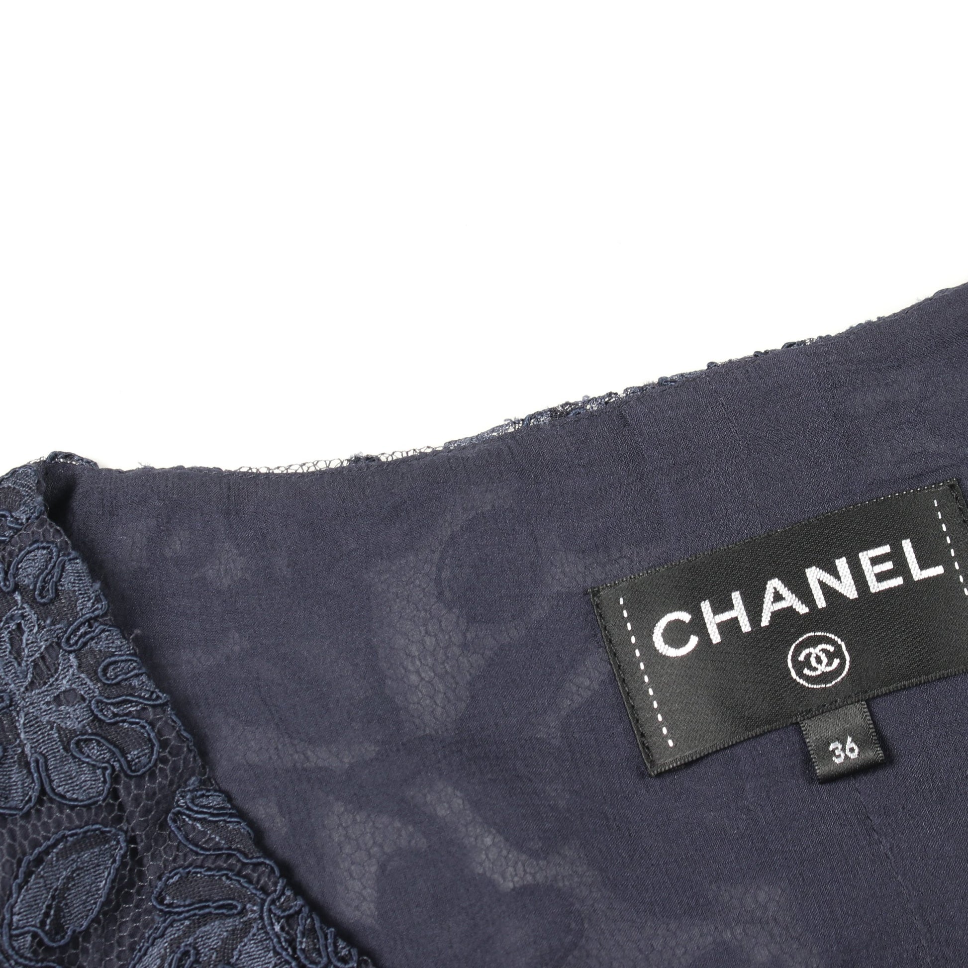 花柄 総レース ノースリーブ ドレスワンピース レーヨン コットン ネイビー シャネル ワンピース CHANEL