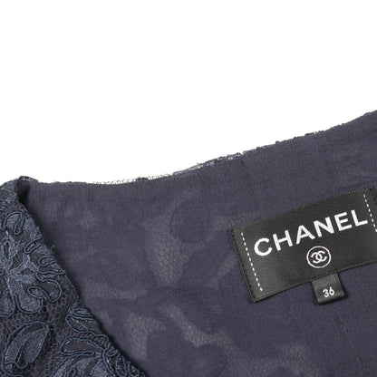 花柄 総レース ノースリーブ ドレスワンピース レーヨン コットン ネイビー シャネル ワンピース CHANEL