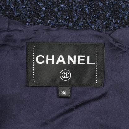 ツイード テーラードジャケット ナイロン コットン ネイビー シャネル アウター CHANEL