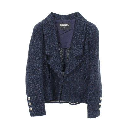 ツイード テーラードジャケット ナイロン コットン ネイビー シャネル アウター CHANEL