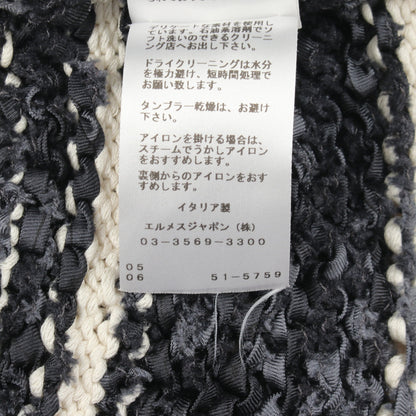 ニット クルーネック コットン オフホワイト ネイビー 切替 エルメス トップス HERMES