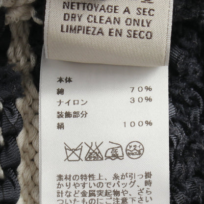 ニット クルーネック コットン オフホワイト ネイビー 切替 エルメス トップス HERMES
