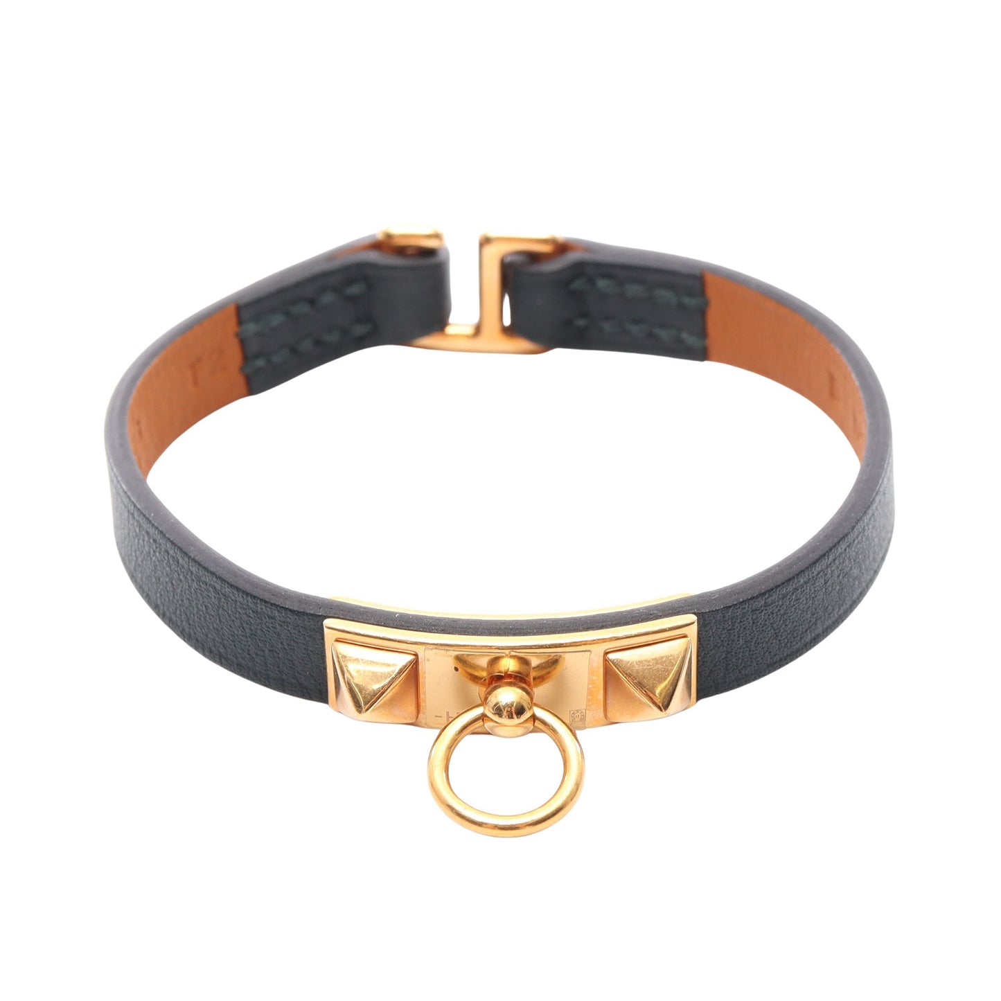 マイクロリヴァル ブレスレット レザー GP ダークグリーン ゴールド エルメス アクセサリー HERMES