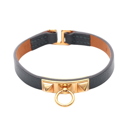 マイクロリヴァル ブレスレット レザー GP ダークグリーン ゴールド エルメス アクセサリー HERMES
