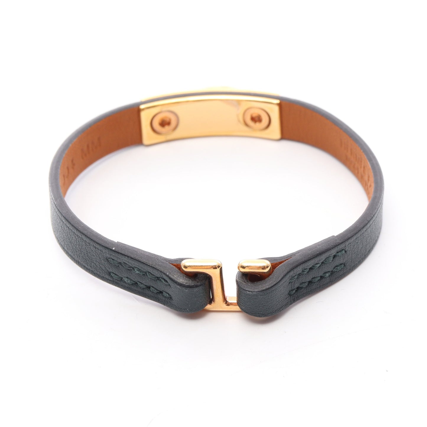 マイクロリヴァル ブレスレット レザー GP ダークグリーン ゴールド エルメス アクセサリー HERMES