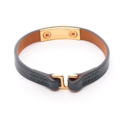マイクロリヴァル ブレスレット レザー GP ダークグリーン ゴールド エルメス アクセサリー HERMES