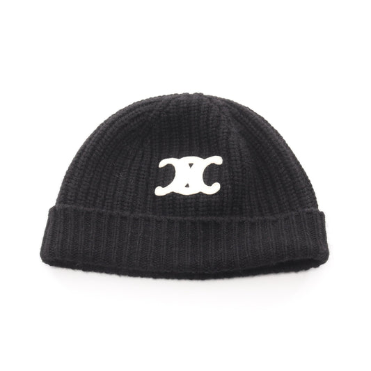 トリオンフ ニット帽 ビーニー カシミヤ ブラック ホワイト セリーヌ 財布・小物 CELINE